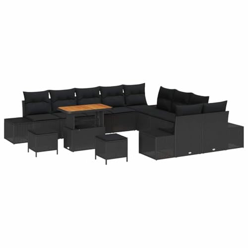 GFMGUEMV Gartenmöbel Set 14-Teilig Poly-Rattan Grau 110 Cm Tisch