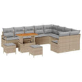GFMGUEMV 13-Teiliges Gartensofa-Set Poly-Rattan Beige Hellgrau