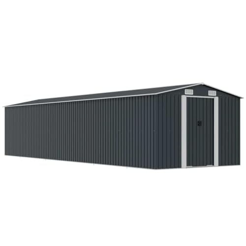 KMUNGDWG Stahl-Gartenhaus 257x779x181 cm Anthrazit
