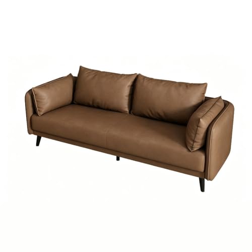 KIBONCY 3-Sitzer Ledersofa 80 cm Schwarz
