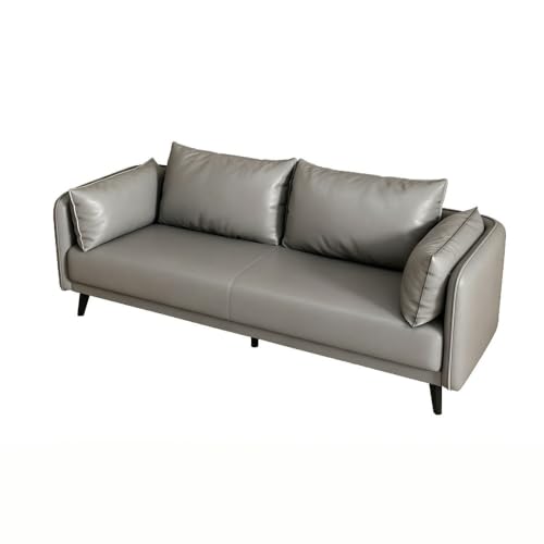 KIBONCY 3-Sitzer Ledersofa 80 cm Schwarz