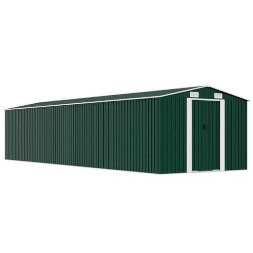 Gartenhaus Anthrazit Verzinkter Stahl 257x779x181cm Doppelschiebetür Belüftung