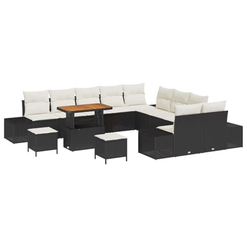 GFMGUEMV Gartenmöbel Set 14-Teilig Poly-Rattan Grau 110 Cm Tisch