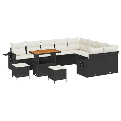 GFMGUEMV Poly-Rattan Gartenmöbel Set 13-Teilig Grau/Dunkelgrau 110 cm