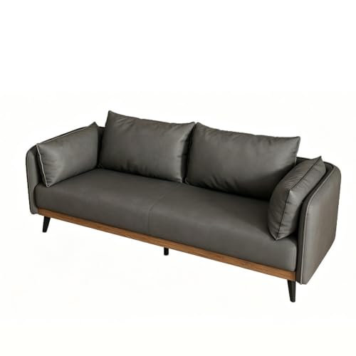 KIBONCY 3-Sitzer Kunstledersofa 80 cm Blau