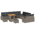 GFMGUEMV Modulares Rattan Sofa-Set 14-teilig Grau Mit Höhenverstellbarem Tisch