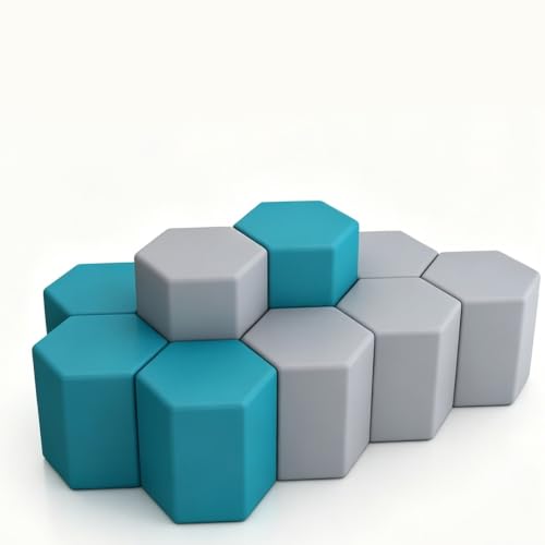 KIBONCY Hexagonales Modulares Sitzpouf-Set 60x40cm Mehrfarbig