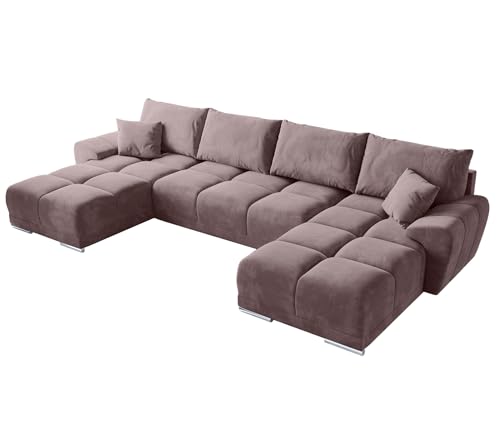 BROMARKT NUBES U Ecksofa mit Schlaffunktion und Bettkasten 372x184x85 cm Graphit