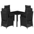 GFMGUEMV Poly Rattan Garten-Essgruppe 9-Tlg. Schwarz 190 cm