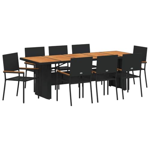 GFMGUEMV Gartenmöbel Set Grau Poly-Rattan 9-teilig