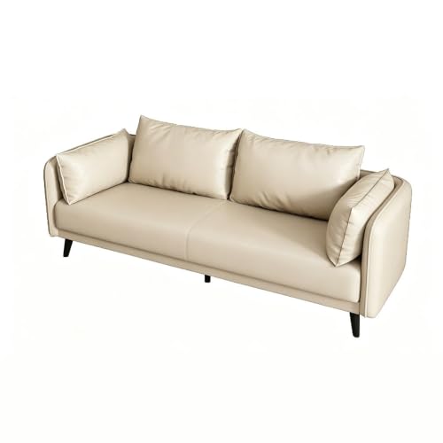 KIBONCY 3-Sitzer Ledersofa 80 cm Schwarz