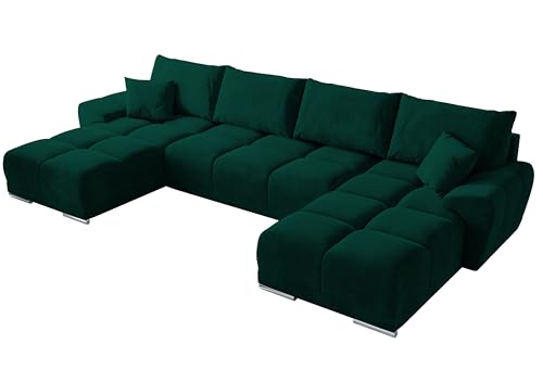 BROMARKT NUBES U Ecksofa mit Schlaffunktion und Bettkasten 372x184x85 cm Graphit