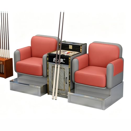 KIBONCY Billard-Zuschauersofa 4-Sitzer Mit Seitentisch Kunstleder