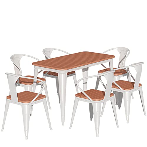 Kunststoff Holz Stapelstuhl Set 4/6 Stühle Mit Tisch Schwarz