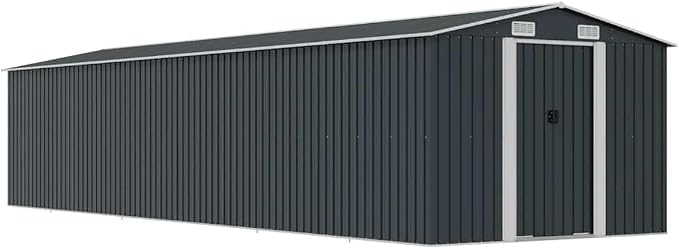 KMUNGDWG Stahl-Gartenhaus 257x779x181 cm Anthrazit