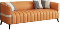 KIBONCY Faux Leather Accent Sofa 65cm Modern Upholstered Couch Metal Legs