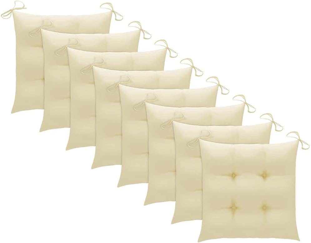 HGNFREF Massivholz Gartenstühle Set 8 Stk. mit Cremeweißen Kissen 58x90x60 Cm