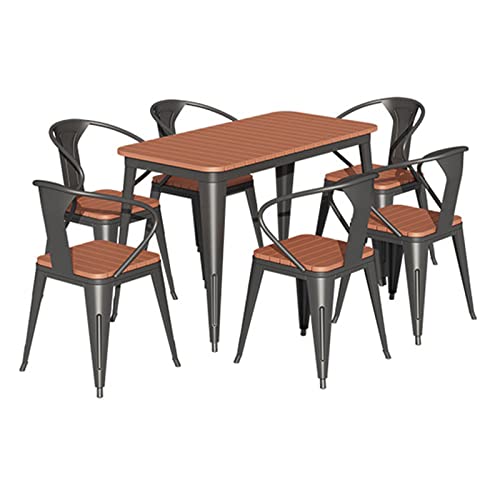 Kunststoff Holz Stapelstuhl Set 4/6 Stühle Mit Tisch Schwarz