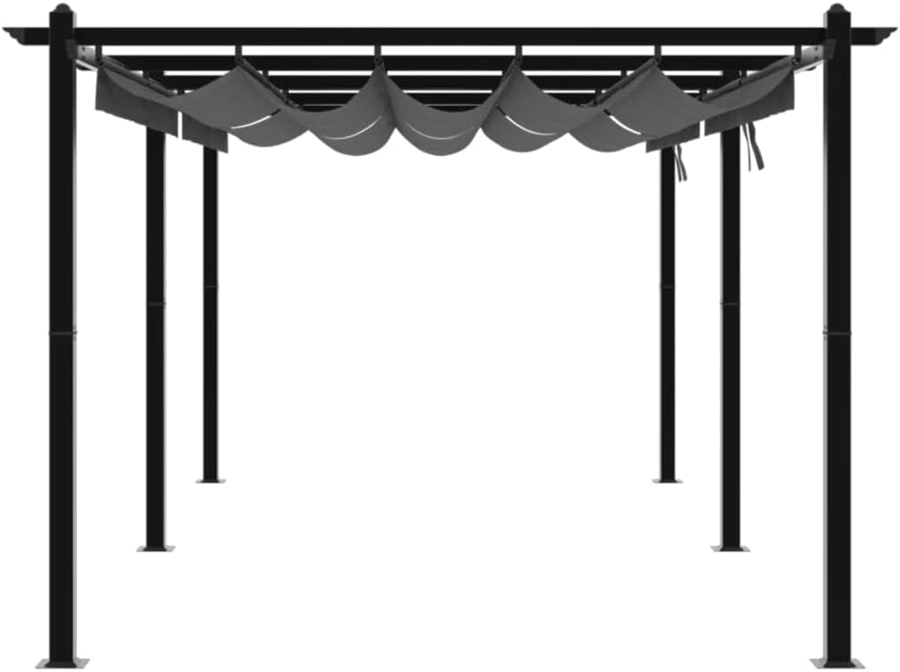 Kaloriko Gartenpavillon Aluminium Ausziehbares Dach Anthrazit 3x6 M