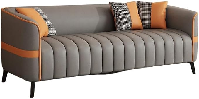 KIBONCY Faux Leather Accent Sofa 128cm Modern Upholstered Couch Metal Legs