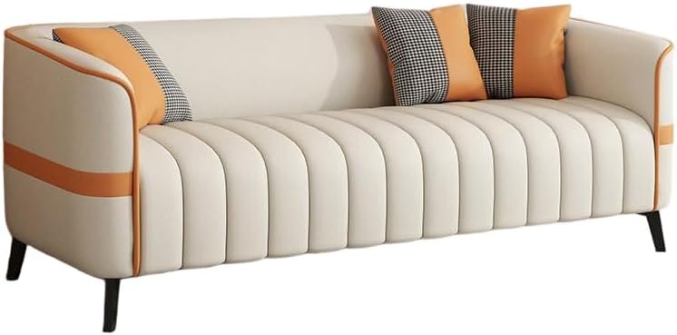 KIBONCY Faux Leder Akzent Sofa Mit Latex Kissen 148cm C