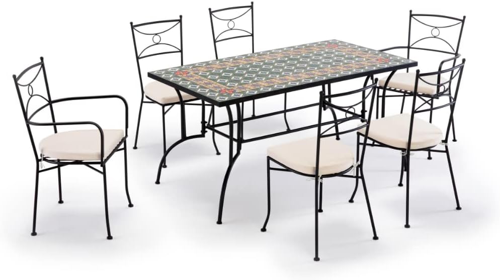 Gruppo Maruccia Gartenmöbel-Set 6-Teilig Rechteckig Mehrfarbig Keramik