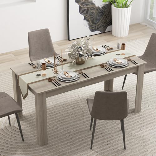 LDAILY Esstisch Aus Mokka-Holz 160x80x76,2cm Schwarz L-Förmige Beine