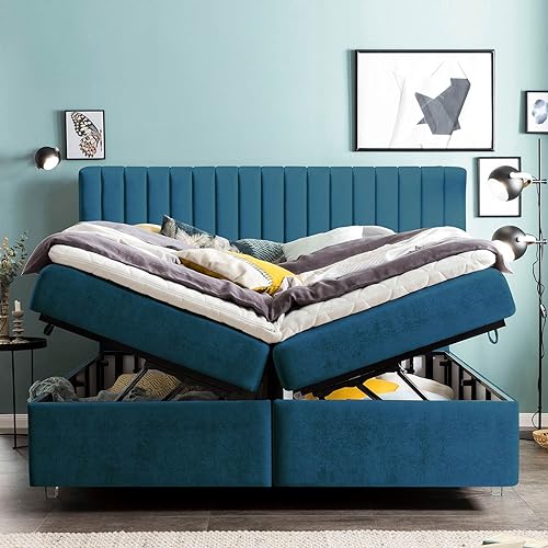 Bettco Boxspringbett Paris Samt 160X200 Ohne Topper Rosa