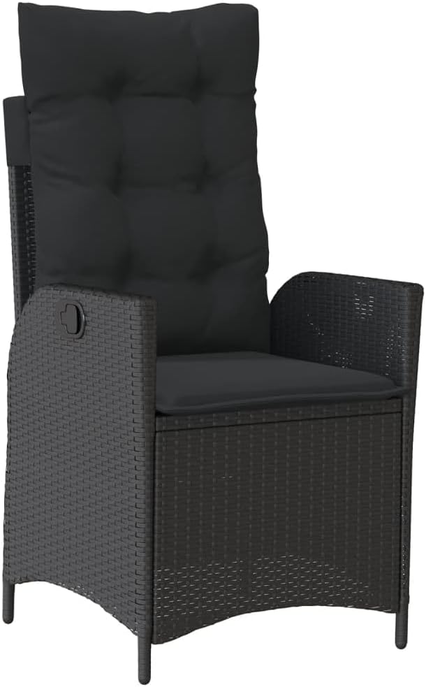 GFMGUEMV Poly Rattan Garten-Essgruppe 9-Tlg. Schwarz 190 cm