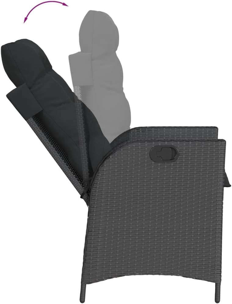 GFMGUEMV Poly Rattan Garten-Essgruppe 9-Tlg. Schwarz 190 cm