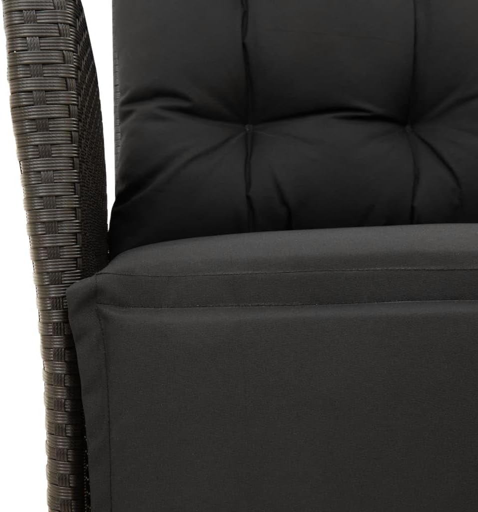 GFMGUEMV Poly Rattan Garten-Essgruppe 9-Tlg. Schwarz 190 cm