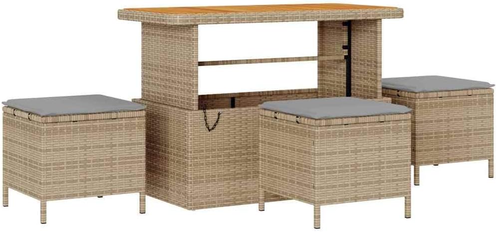 GFMGUEMV 13-Teiliges Gartensofa-Set Poly-Rattan Beige Hellgrau