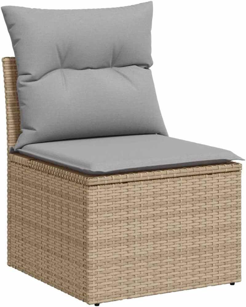 GFMGUEMV Poly Rattan Garten-Sofa-Set 13-Tlg. Beige & Hellgrau 80 cm