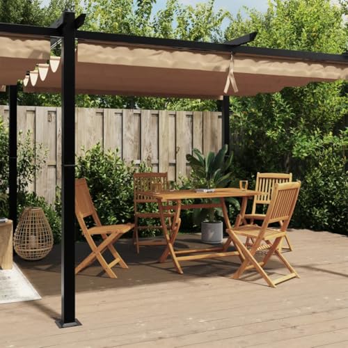 Kaloriko Gartenpavillon Aluminium Ausziehbares Dach Anthrazit 3x6 M