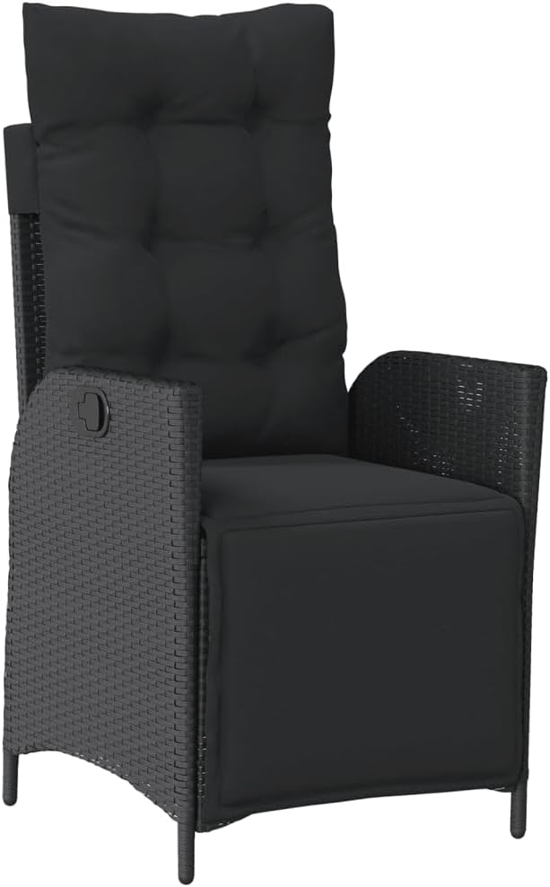 GFMGUEMV Poly Rattan Garten-Essgruppe 9-Tlg. Schwarz 190 cm