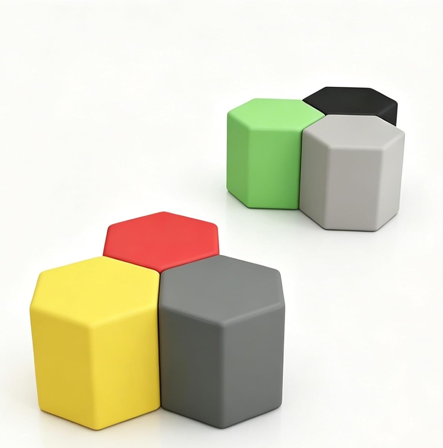 KIBONCY Hexagonales Modulares Sitzpouf-Set 60x40cm Mehrfarbig
