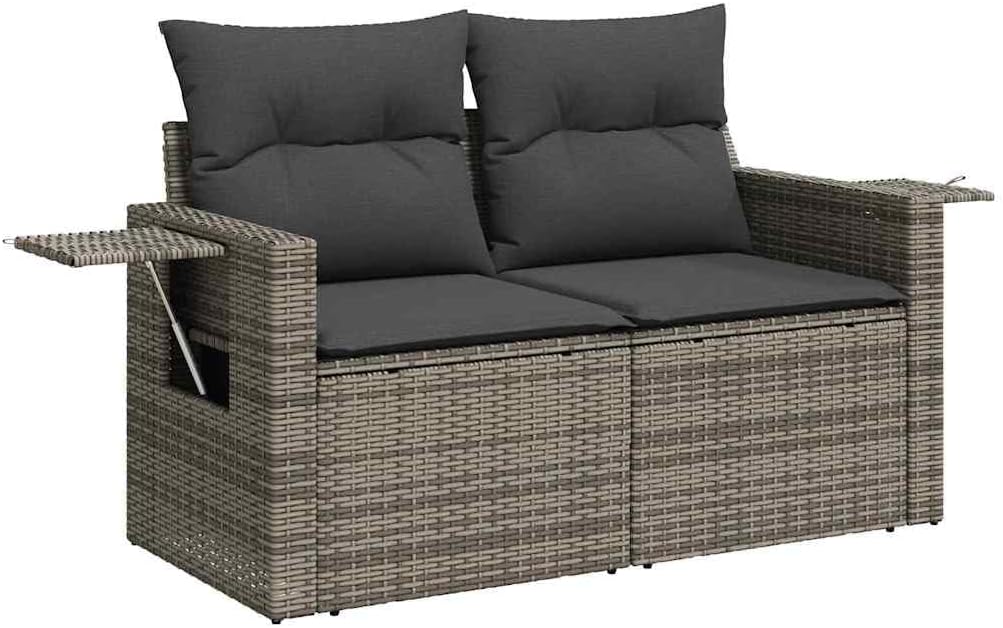 GFMGUEMV Poly-Rattan Gartenmöbel Set 13-Teilig Grau/Dunkelgrau 110 cm