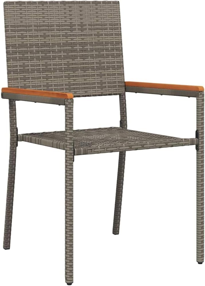 GFMGUEMV Gartenmöbel Set Grau Poly-Rattan 9-teilig