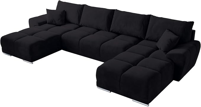 BROMARKT NUBES U Ecksofa mit Schlaffunktion und Bettkasten 372x184x85 cm Graphit