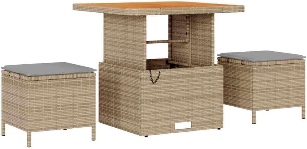 GFMGUEMV Poly Rattan Garten-Sofa-Set 13-Tlg. Beige & Hellgrau 80 cm