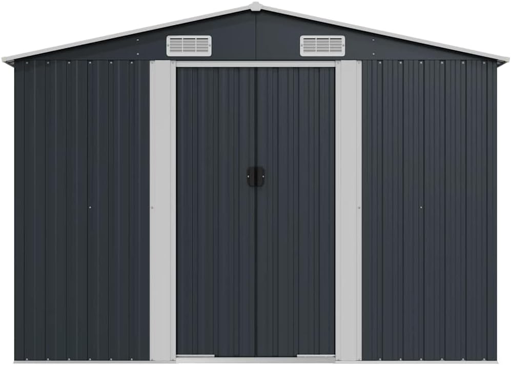 KMUNGDWG Stahl-Gartenhaus 257x779x181 cm Anthrazit