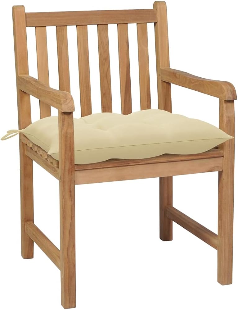 HGNFREF Massivholz Gartenstühle Set 8 Stk. mit Cremeweißen Kissen 58x90x60 Cm