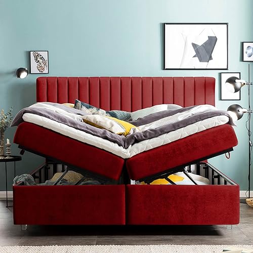 Bettco Boxspringbett Paris Samt 160X200 Ohne Topper Rosa
