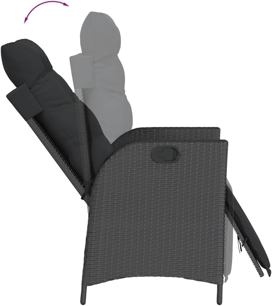 GFMGUEMV Poly Rattan Garten-Essgruppe 9-Tlg. Schwarz 190 cm