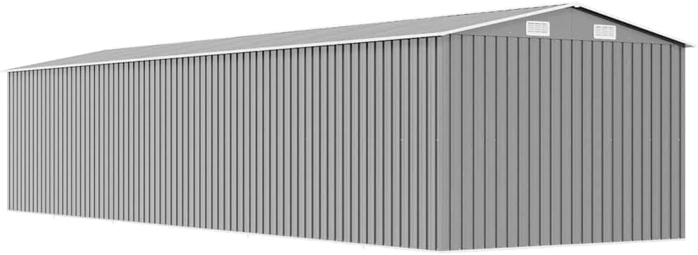 KMUNGDWG Geräteschuppen Verzinkter Stahl Grau 257x990x181cm Doppelschiebetüren
