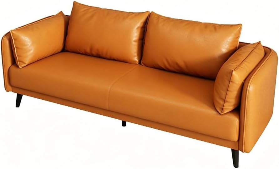 KIBONCY 3-Sitzer Kunstledersofa 80 cm Blau