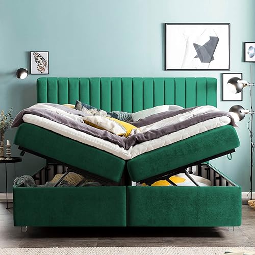 Bettco Boxspringbett Paris Samt 160X200 Ohne Topper Rosa