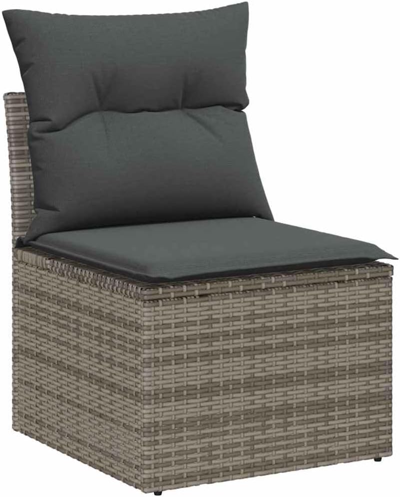 GFMGUEMV Gartenmöbel Set 14-Teilig Poly-Rattan Grau 110 Cm Tisch