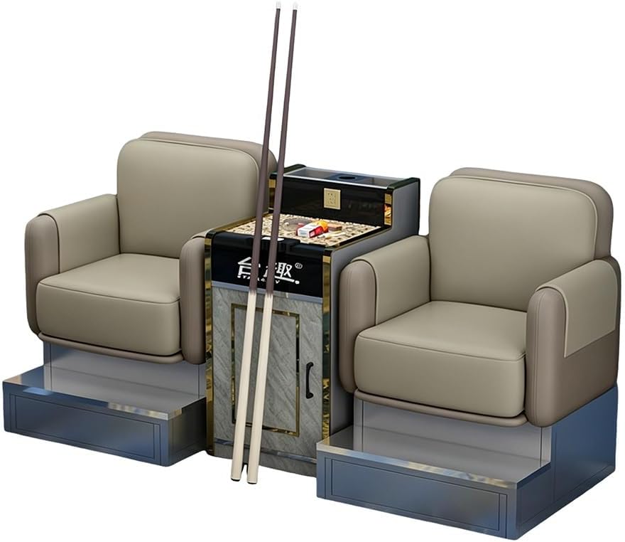 KIBONCY Billard-Zuschauersofa 4-Sitzer Mit Seitentisch Kunstleder