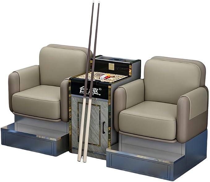 KIBONCY Billard-Zuschauersofa 4-Sitzer Mit Seitentisch Kunstleder